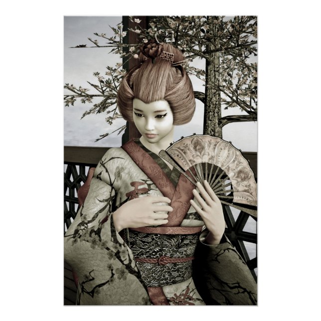 Pôster Geisha Vintage (Frente)