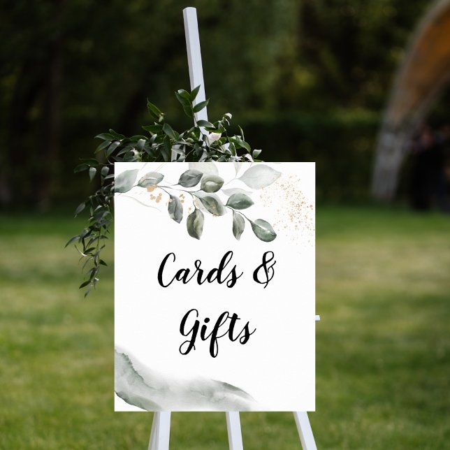 Poster Gel Greenery Watercolor Folha | Pó Dourada | (Criador carregado)