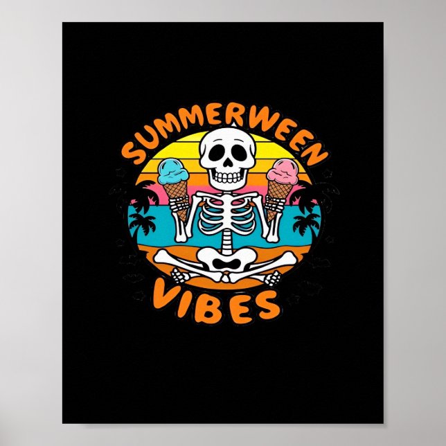 Poster Gelado Summerween Vibes Skeleton IceCream Summer V (Frente)