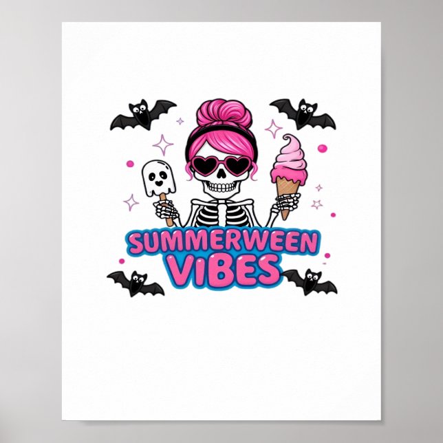 Poster Gelado Summerween Vibes Skeleton IceCream Summer V (Frente)