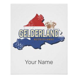 Pôster Gelderland Netherlands Vintage Map Holandês Souven