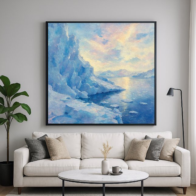 Poster Gelo Azul Glaciar - Estilo de Pintura Impressionis (Criador carregado)