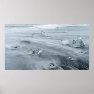 Poster Gelo e água na praia, islândia