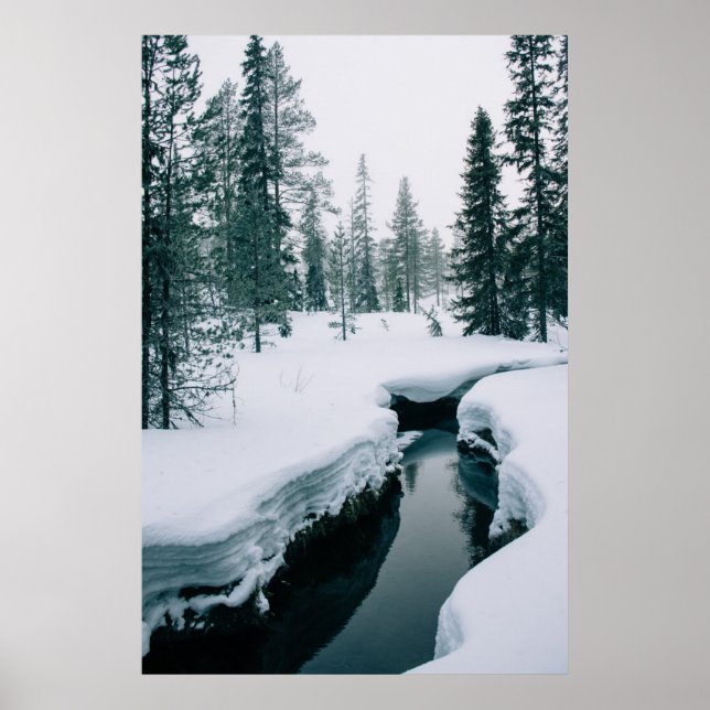 Poster Gelo e neve | Fluxo numa paisagem de inverno com n (Frente)