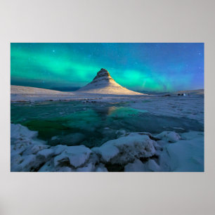 Poster Gelo e neve   Kirkjufall Mountain, Islândia