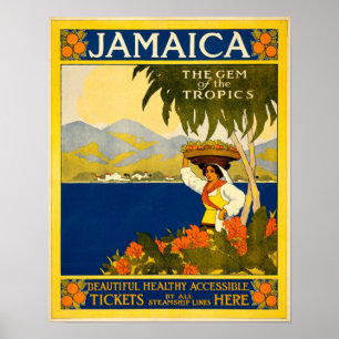 Poster Gema de Jamaica das viagens vintage dos trópicos