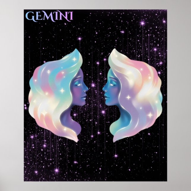 Poster Gêmeos Celestiais – Arte de Astrologia (Frente)