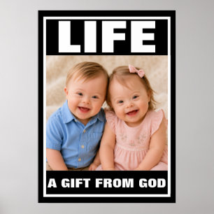 Poster Gêmeos com Síndrome de Down Menino e Menina