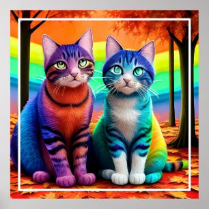 Poster Gêmeos da arte digital de gatos-56467