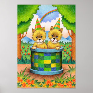 Poster Gêmeos de raposa fofos.