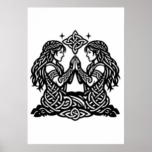 Poster Gêmeos — Gêmeos do Zodíaco da Tinta Assombrada