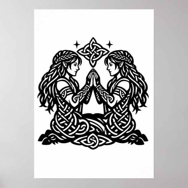 Poster Gêmeos — Gêmeos do Zodíaco da Tinta Assombrada (Frente)