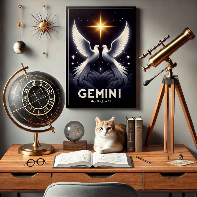 Poster Gêmeos Zodíaco Pombas em Harmonia (Criador carregado)