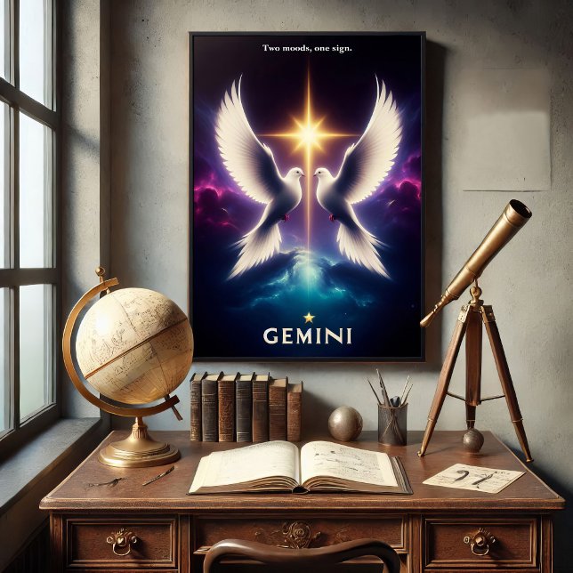 Poster Gêmeos Zodíaco Pombas em Harmonia (Criador carregado)