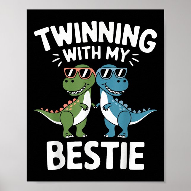 Poster Geminando com meu melhor e engraçado dinossauro me (Frente)