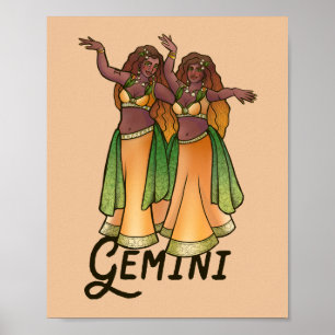 Poster Gemini Belly Dança Zodiac Bellydance