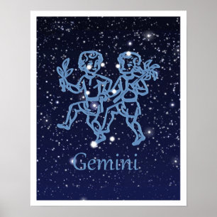 Pôster Gemini Constellation and Zodiac Sign with Stars