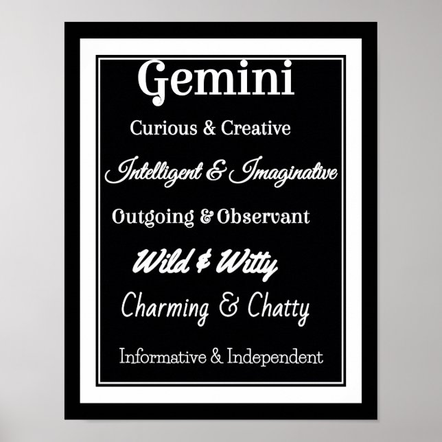 Poster Gemini Zodiac Traits (Frente)