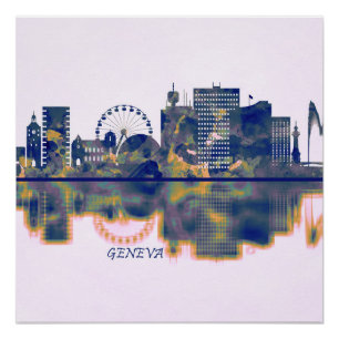 Pôster Genebra Skyline