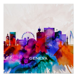 Pôster Genebra Skyline