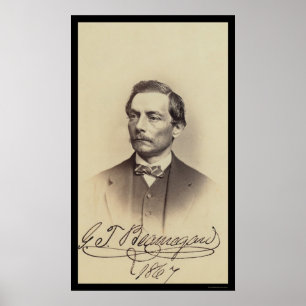 Pôster General Beauregard Signed Cartão 1867
