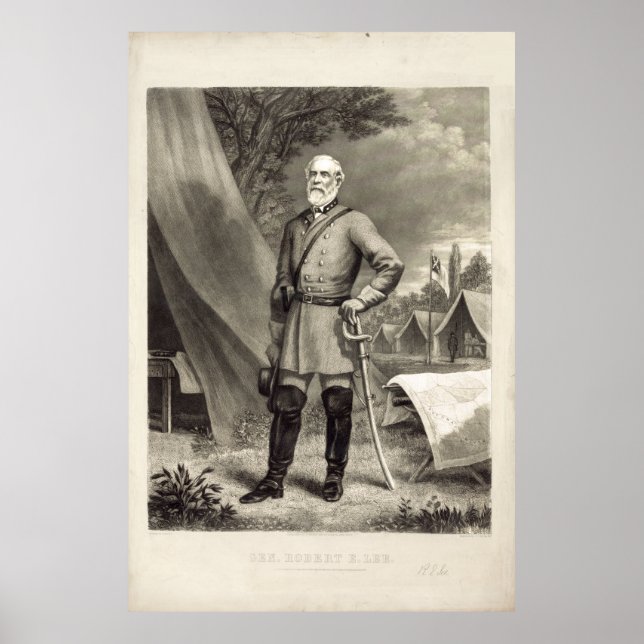 Poster General Confederado Robert E. Lee Portrait Impress (Frente)
