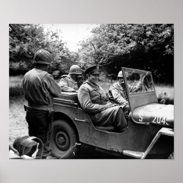 Poster General Eisenhower Em Um Jeep — WWII (Frente)