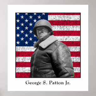 Poster General George S. Patton e a bandeira dos E.U.