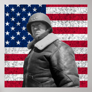 Pôster General Patton e a bandeira americana
