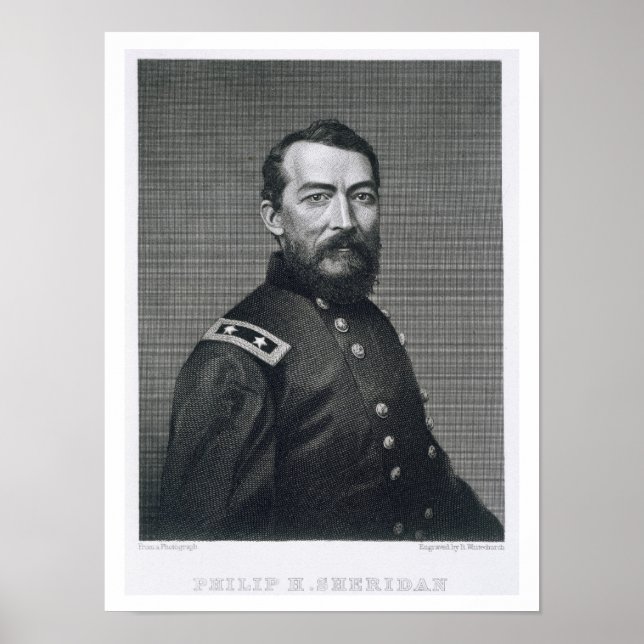 Poster General Philip Sheridan, gravado a partir de uma f (Frente)