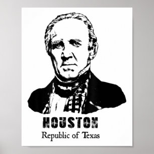 Poster General Presidente Sam Houston República do Texas 