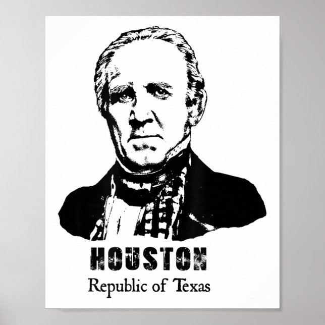 Poster General Presidente Sam Houston República do Texas  (Frente)