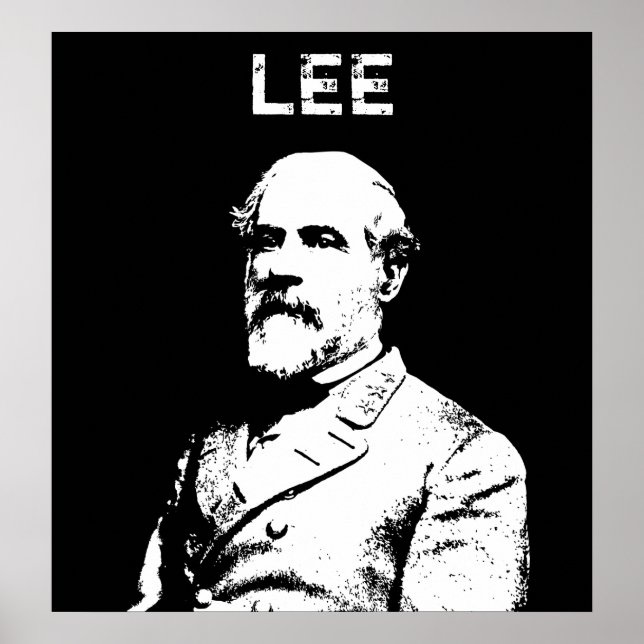 Pôster General Robert E. Lee - Preto e Branco (Frente)