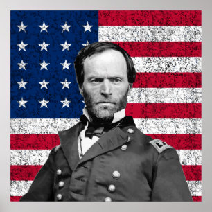 Poster General Sherman e a bandeira americana