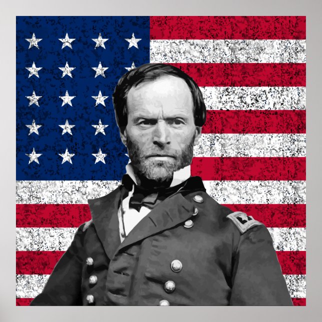 Poster General Sherman e a bandeira americana (Frente)