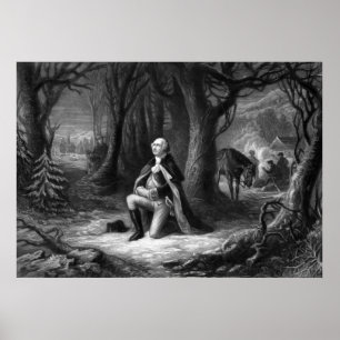 Pôster General Washington que Praying na forja do vale