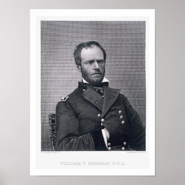 Poster General William Tecumseh Sherman, gravado após um (Frente)