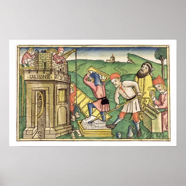 Poster Gênesis 11 1-9 Construindo a Torre de Babel, de t (Frente)