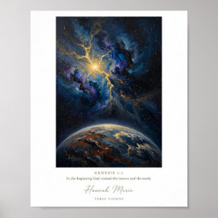 Poster Gênesis 1 1 KJV Criação Cosmos Arte Refinada Pintu