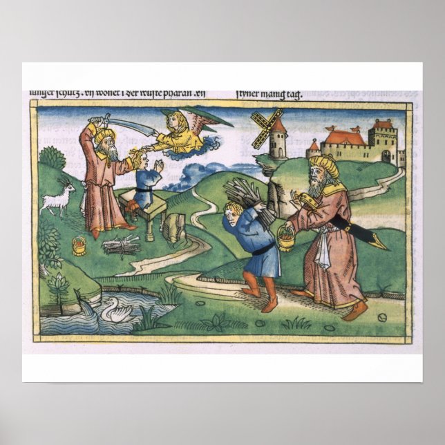 Pôster Genesis 21 1-14 Abraão está oferecendo Isaac, para (Frente)