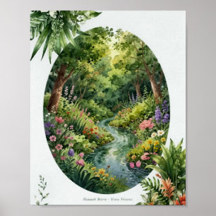 Poster Gênesis 2 8 KJV Jardim do Éden Oval Aquarela