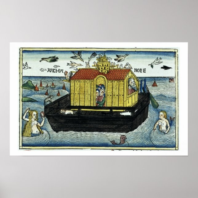 Poster Gênesis 6:11-24 Arca de Noé, da Bíblia de Nurember (Frente)