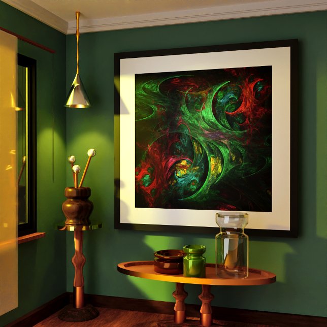 Pôster Genesis Abstrato Art Verde (Genesis Green Abstract Art Poster)