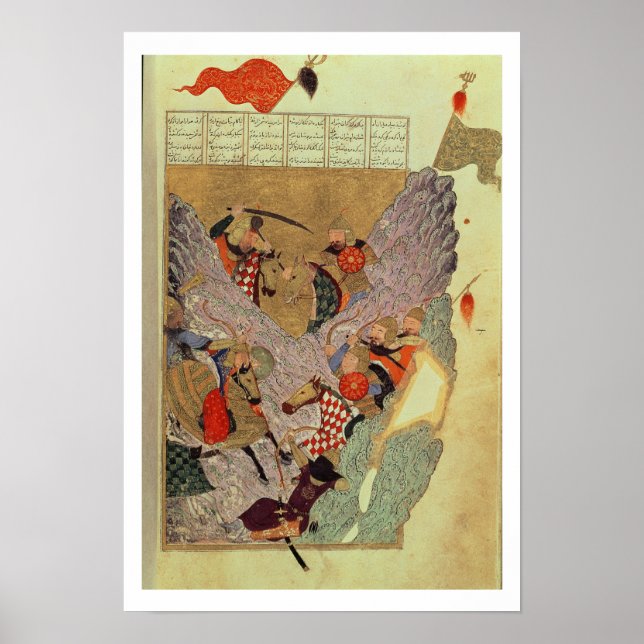 Pôster Genghis Khan (c.1162-1227) combatendo os chineses  (Frente)