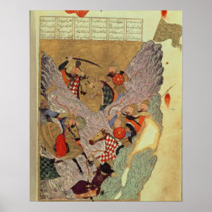 Pôster Genghis Khan (c.1162-1227) que luta os chineses
