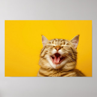 Poster Gengibre Rindo em Fundo Amarelo — Fu Bonito