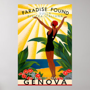 Poster Gênova Riviera Italiana Mediterrâneo Ligúria