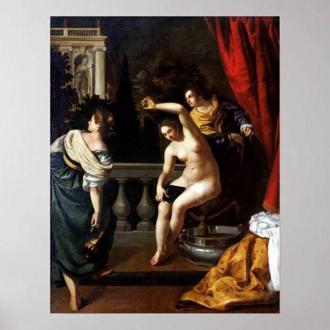 Poster Gentileschi - Bate-Seba no Banho 1645 (Frente)