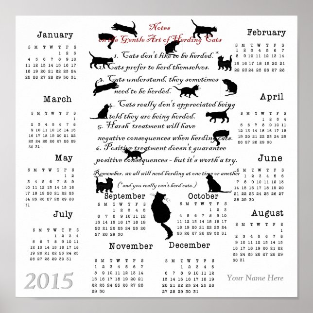 Pôster Gentle Art of Herding Cats...2015 Calendário (Frente)