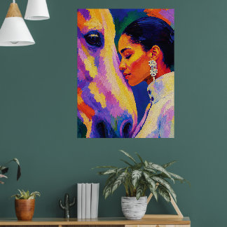 Poster Gentle Bond – Mulher e Cavalo Retrato Fauvista